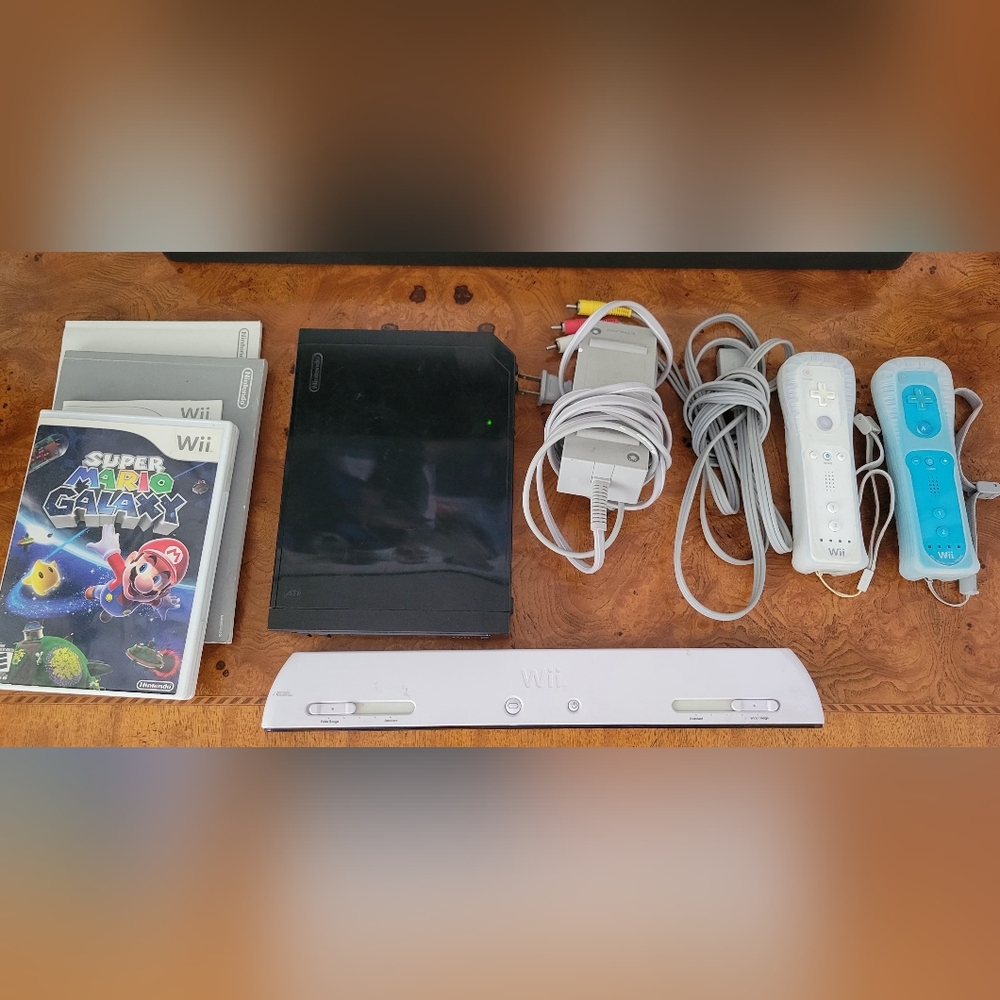Nintendo Black Wii Console with White Accessories